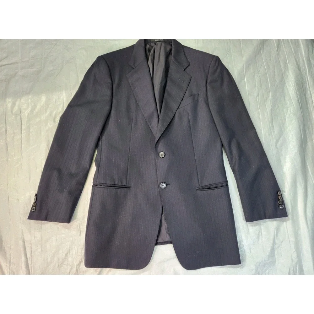 Armani Collezioni 100% wool made in Italy mens jacket 40R Blazer Suit Navy Blue